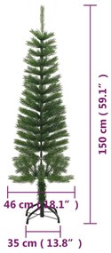 vékony polietilén műkarácsonyfa állvánnyal 150 cm