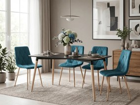 Türkiz bársony étkezőszék LIBRA