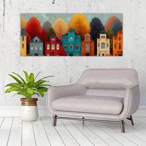 Kép - Festett őszi város (120x50 cm)