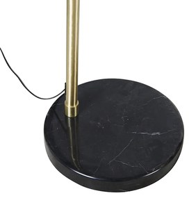 Modern íves állólámpa sárgarézzel, márvány talppal és fekete búrával 32,5 cm - XXL