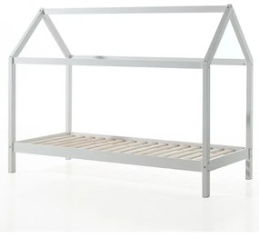 Fehér házikó alakú borovi fenyő gyerekágy kihúzható pótággyal, tárolóhellyel 90x200 cm DALLAS – Vipack