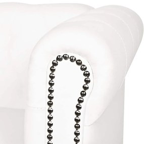 2 személyes fehér műbőr Chesterfield kanapé