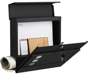 Modern postaláda újságtartóval, fekete
