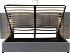 Kárpitozott ágy 180x200 cm Franciaágy Hidraulikus Usb lámpa szürke