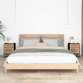 2 db fekete szerelt fa és vas éjjeliszekrény 40x30x55,5 cm