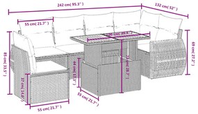 7 részes bézs polyrattan kerti ülőgarnitúra párnákkal