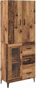 vidaXL Magasfiú Falra szerelhető Öreg fa 69,5 x 34 x 180 cm Faanyag