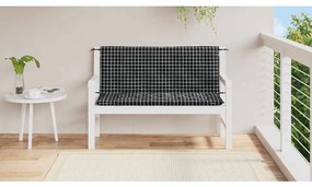2 db fekete kockás szövet kerti padpárna 120 x 50 x 7 cm
