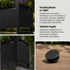 Alacsony fém virágcserép-burkolat, fekete, 1000x430x380 mm: MARGARET