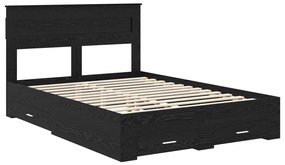 vidaXL Ágykeret fejtámlával fiókkal Fekete tölgy 140 x 190 cm Faanyag