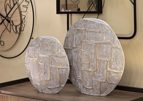 Asztali kerek lapos váza modern mintával 48x13x44,5cm