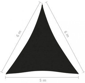 fekete háromszög alakú oxford-szövet napvitorla 5 x 6 x 6 m
