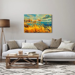 Kép - naplemente a tó felett, akril festmény (90x60 cm)