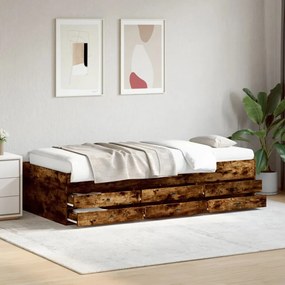 füstös tölgy kanapéágy fiókkal matrac nélkül 100x200 cm