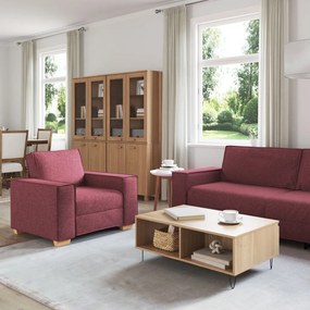 3 darabos kanapészett párnákkal, borvörös szövet