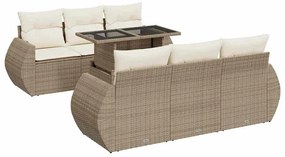 vidaXL 7 részes bézs polyrattan kerti ülőgarnitúra párnákkal