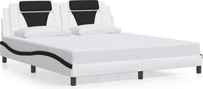 vidaXL fehér és fekete műbőr ágykeret Viana matrac nélkül 180x200 cm