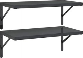 vidaXL 2 db fekete rozsdamentes acél fali polc 75 x 40 cm