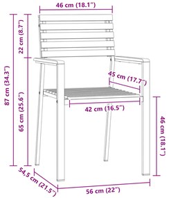 Összecsukható kerti székek 8 db 54.5x56x89 cm Tömör akácfából