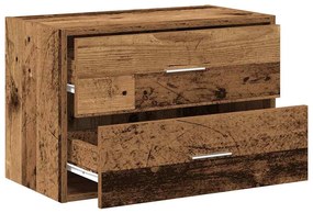 antik fa színű szerelt fa szekrény 2 fiókkal 60 x 31 x 40 cm