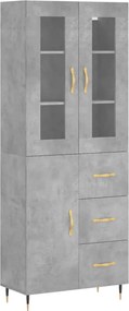 vidaXL betonszürke szerelt fa magasszekrény 69,5 x 34 x 180 cm