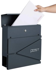 Modern postaláda újságtartóval 37 x 37 x 10,5 cm antracitszürke
