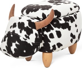 HOMCOM Állatos Puff, Dekoratív Puff Tárolóhellyel, Kárpitozott Puff, Ülőpárna Állatmintával, Nappalihoz, Malac Puff, Fekete+Fehér, 62 x 35 x 36 cm | A