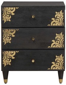 vidaXL Éjjeliszekrény fiókkal Fekete 50 x 33 x 62 cm Tömör Mangófát