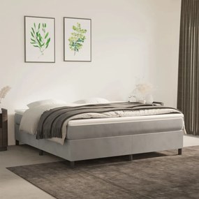 világosszürke bársony rugós ágy matraccal 180x200 cm
