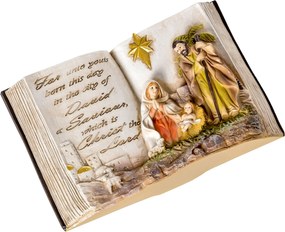 HOMCOM 3D Szobrokkal és Gravírozással Készült Karácsonyi Betlehem, Műanyag Karácsonyi Dekoráció, 21.5cm x 9.5cm x 14cm | Aosom