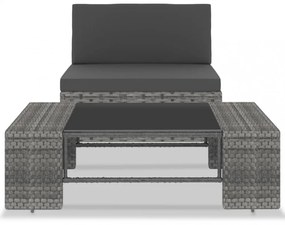 2 részes szürke polyrattan kerti ülőgarnitúra