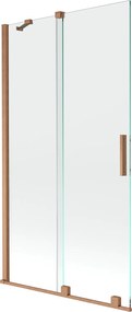 Mexen Velar, 2 szárnyas eltolható kádparaván 100 x 150 cm, 8mm átlátszó üveg, rézmatt, 896-100-000-01-65