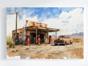 Canvas Retro Vászonkép Benzinkút Vintage Amerika 120x80