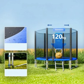 JUMP ugrálóhálóval ellátott trambulin, Ø244cm, fekete/kék Monzana