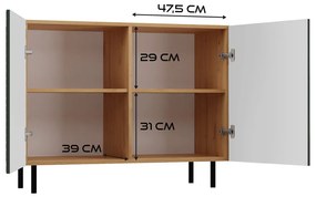 MIX Kama 2 komód (egyenes mintázat), tölgy-zöld