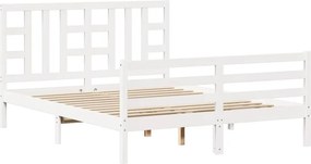 vidaXL fehér tömör fa ágykeret fejtámlával King Size