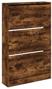 füstös tölgy színű szerelt fa cipőszekrény 80 x 21 x 125,5 cm