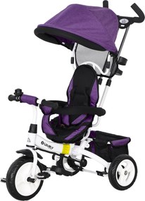 HOMCOM 6 az 1-ben tricikli tolókaros, eltávolítható napernyővel, 5 pontos biztonsági övvel, kosárral és pohártartóval, 1-5 éves gyerekeknek, Lila | Ao