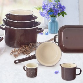 Orion Smaltált serpenyő szegéllyel, barna, átmérő14 cm, 14 cm átmérőjű