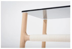 Fawn kisasztal tömör tölgyfa szerkezettel és szürke asztallappal - Gazzda