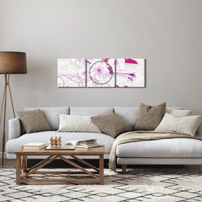 Virággal ellátott gally képe (órával) (90x30 cm)