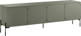 Sonatia TV-szekrény 200 cm négyajtós fém lábakkal - olíva