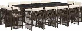 vidaXL 13 részes barna polyrattan kerti ülőgarnitúra párnákkal
