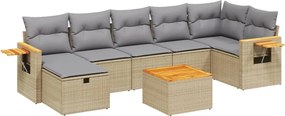 vidaXL 8 részes vegyes bézs polyrattan kerti ülőgarnitúra párnákkal