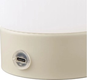 Fehér-szürkésbarna fém asztali lámpa műanyag búrával (magasság 18 cm) Ashford – House Nordic