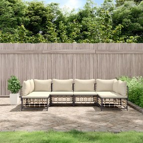 6 részes antracitszürke polyrattan kerti ülőgarnitúra párnákkal