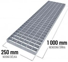 Acél padlórács 25 x 100 x 3 cm, ezüst