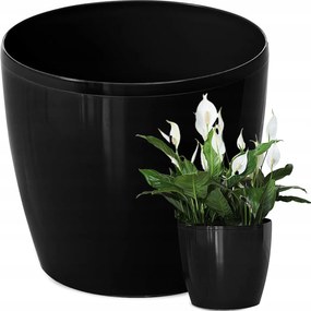 Virágtartó Tál Láda Fedő Virágok Fekete Fényes 25x22cm