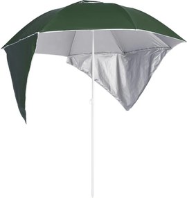 vidaXL zöld strandnapernyő oldalfalakkal 215 cm