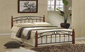 Franciaágy, fekete fém/cseresznye, 180x200, DOLORES